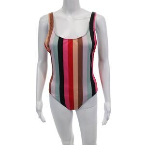 Solid & Striped Women's Scoop Neck One Oiece Multicolor Striped Swimsuit Size M